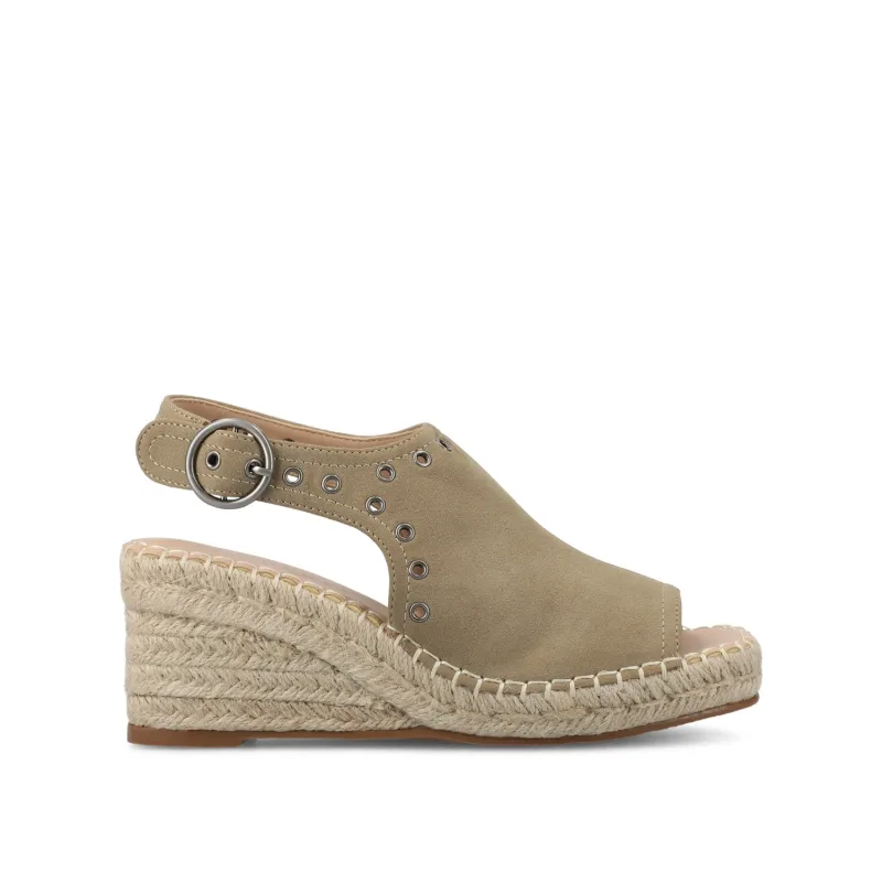 CRISIE ESPADRILLE WEDGE HEELED SANDALS - Taupe Suede sold by Journee Collection