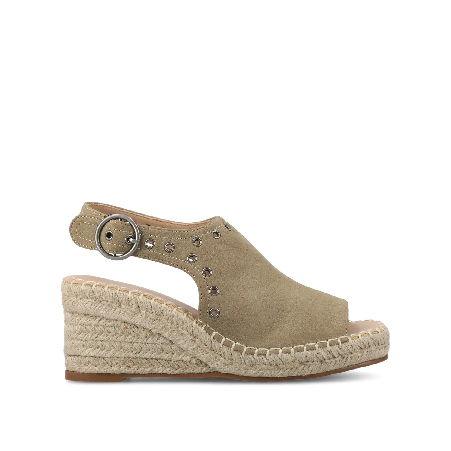 CRISIE ESPADRILLE WEDGE HEELED SANDALS - Taupe Suede sold by Journee Collection