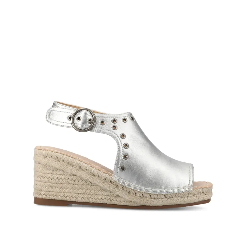 CRISIE ESPADRILLE WEDGE HEELED SANDALS - Silver PU sold by Journee Collection