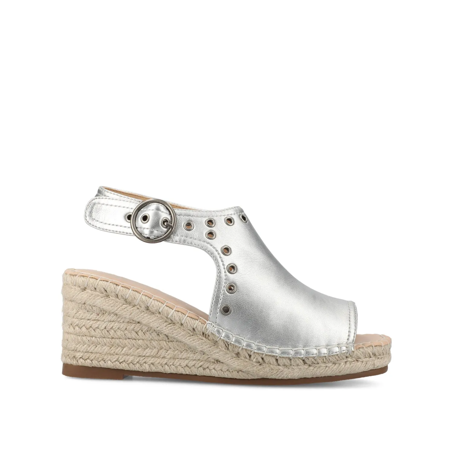 CRISIE ESPADRILLE WEDGE HEELED SANDALS - Silver PU sold by Journee Collection