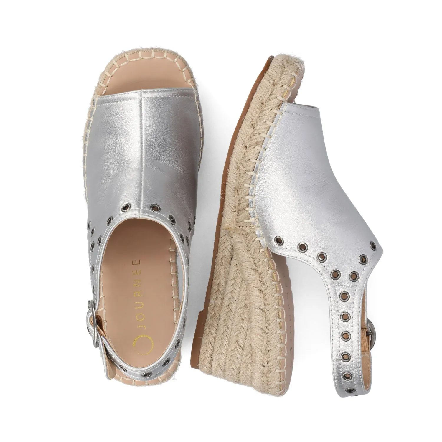 CRISIE ESPADRILLE WEDGE HEELED SANDALS - Silver PU sold by Journee Collection product image thumbnail 3
