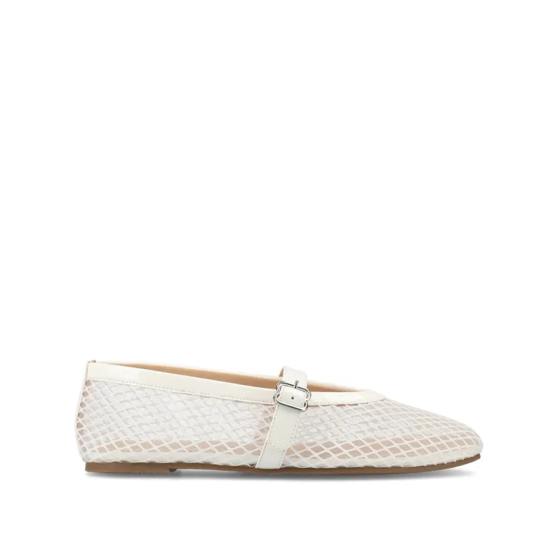CASHA MARY JANE FLATS IN MESH - White Mesh made by Journee Collection
