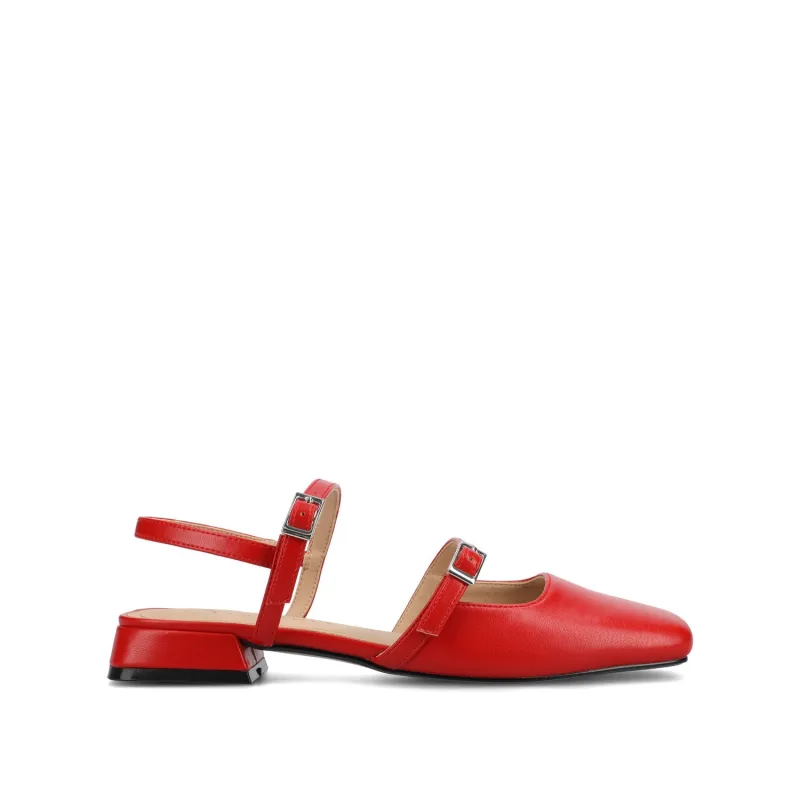 GRETCHENN HEELED FLATS IN VEGAN LEATHER - Red PU sold by Journee Collection