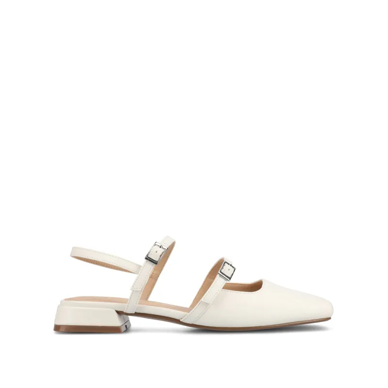 GRETCHENN HEELED FLATS IN VEGAN LEATHER - White PU sold by Journee Collection