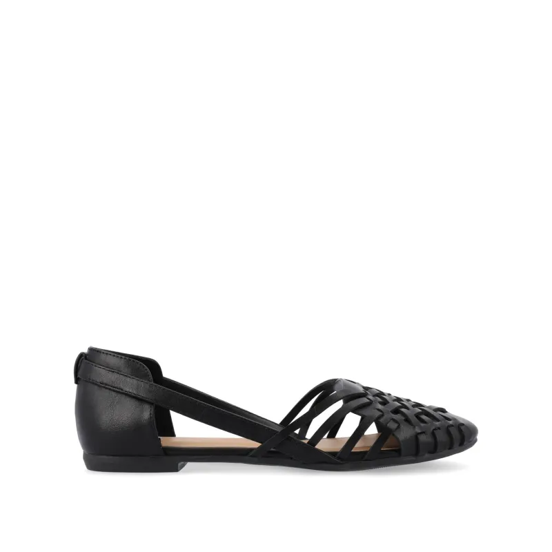 EKKO VEGAN LEATHER FLATS IN WIDE - Black sold by Journee Collection
