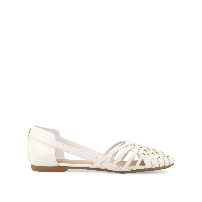 EKKO VEGAN LEATHER FLATS IN WIDE - White sold by Journee Collection
