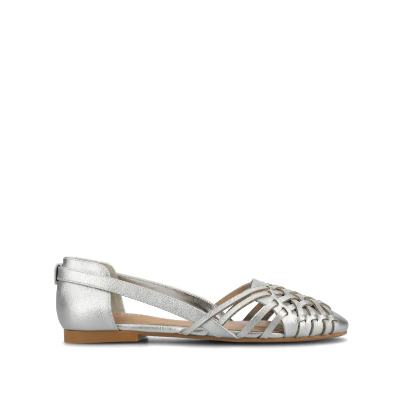 EKKO WOVEN FLATS IN METALLIC - Silver PU sold by Journee Collection