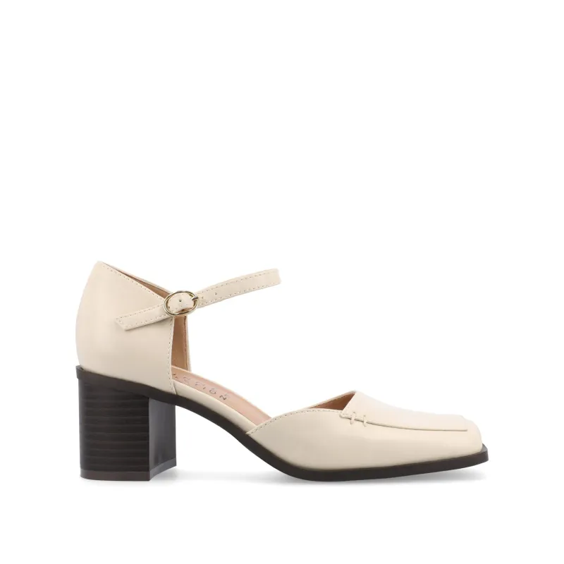EVANGELINE VEGAN LEATHER HEELS IN WIDE - Beige PU sold by Journee Collection