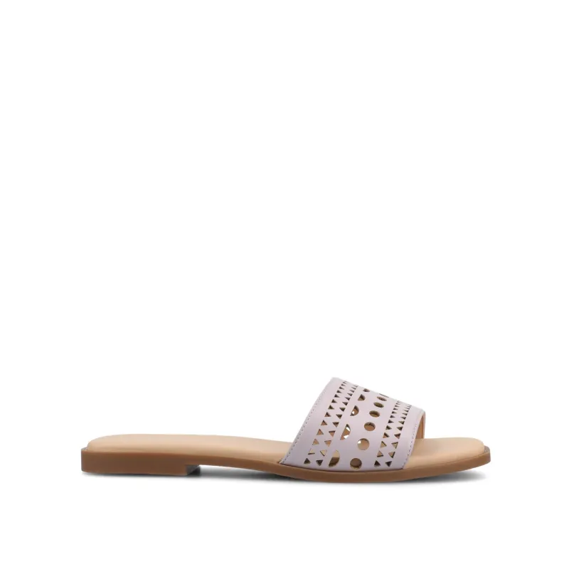 BRODIE SLIDE SANDALS IN VEGAN LEATHER - Lilac PU sold by Journee Collection