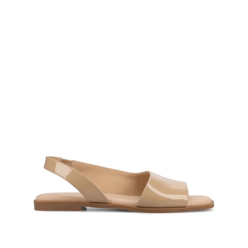 BRINSLEY PATENT SANDALS IN WIDE - Nude Patent sold by Journee Collection
