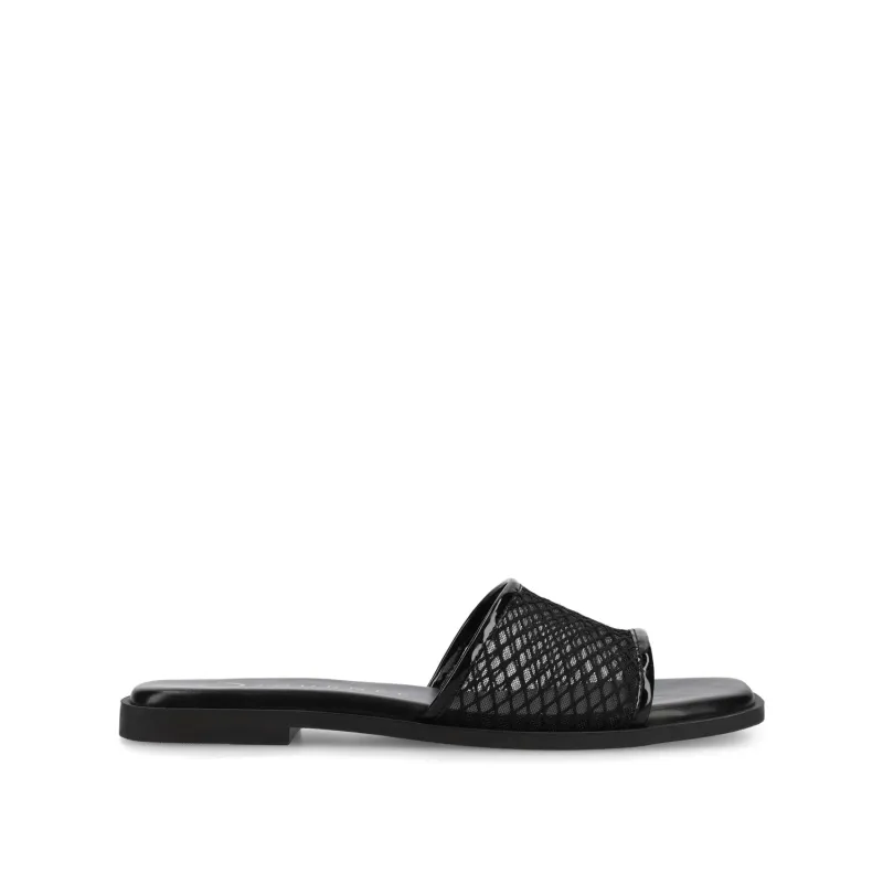 BRECKLEY SLIDE SANDALS IN MESH - Black Mesh sold by Journee Collection