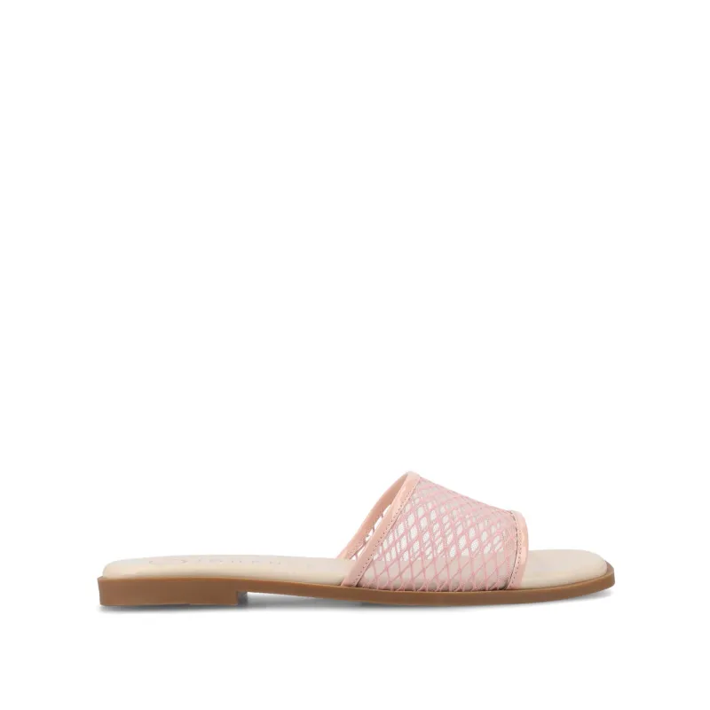 BRECKLEY SLIDE SANDALS IN MESH - Pink Mesh made by Journee Collection