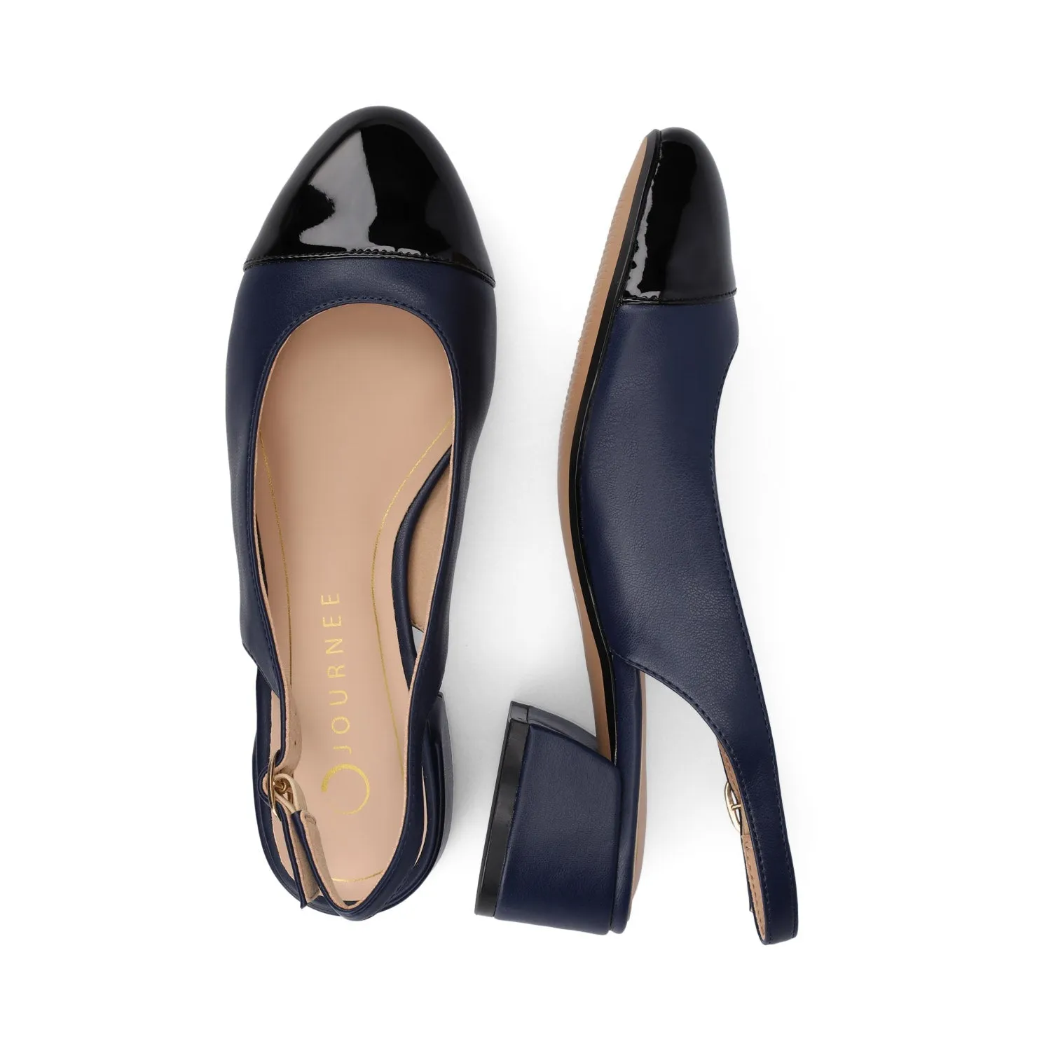 SAMMIE BLOCK HEELS IN WIDE - Navy PU sold by Journee Collection product image thumbnail 3