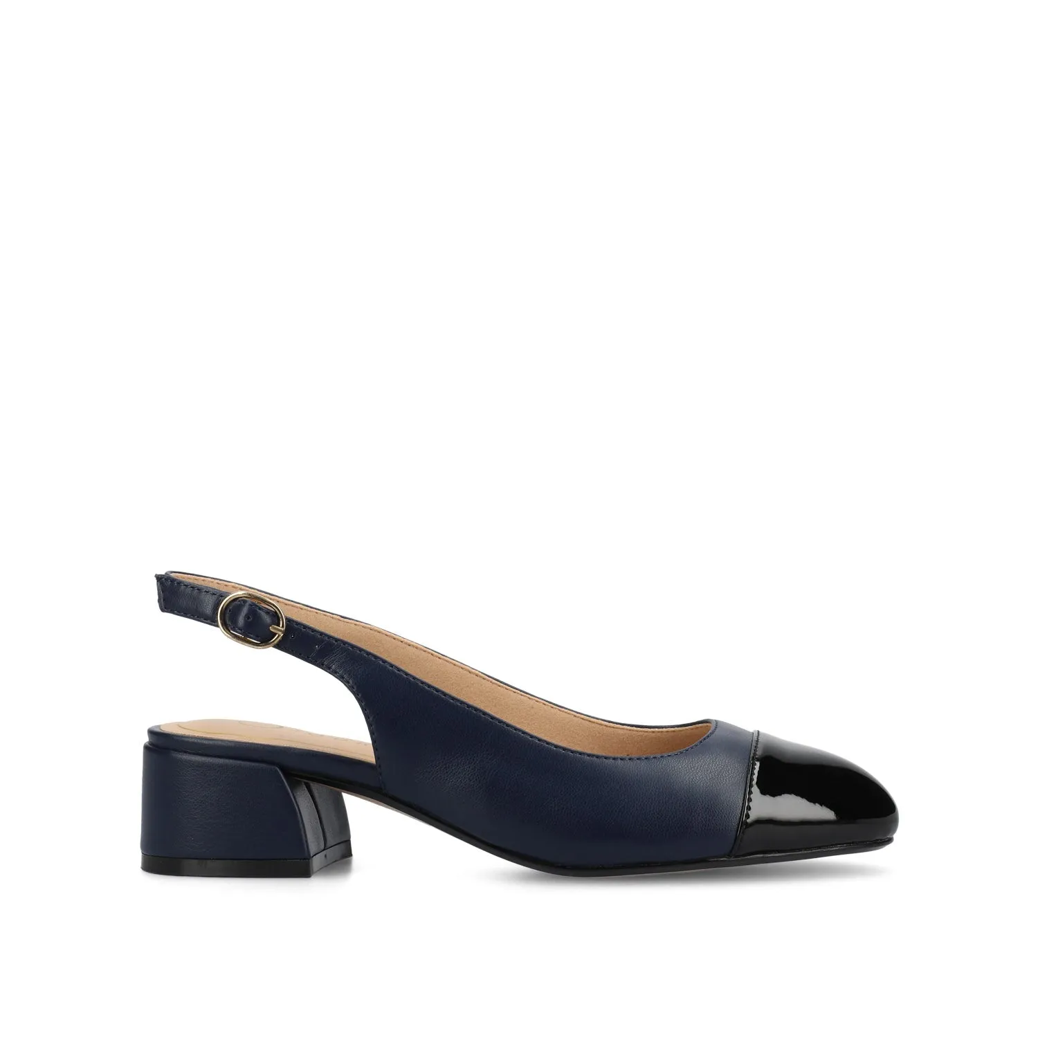 SAMMIE BLOCK HEELS IN WIDE - Navy PU sold by Journee Collection