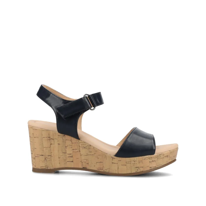 RANAE WEDGE HEELED SANDALS - Navy PU sold by Journee Collection