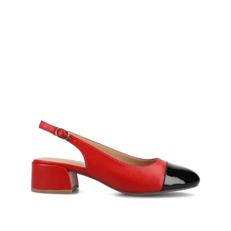 SAMMIE BLOCK HEELS IN VEGAN LEATHER - Red PU sold by Journee Collection