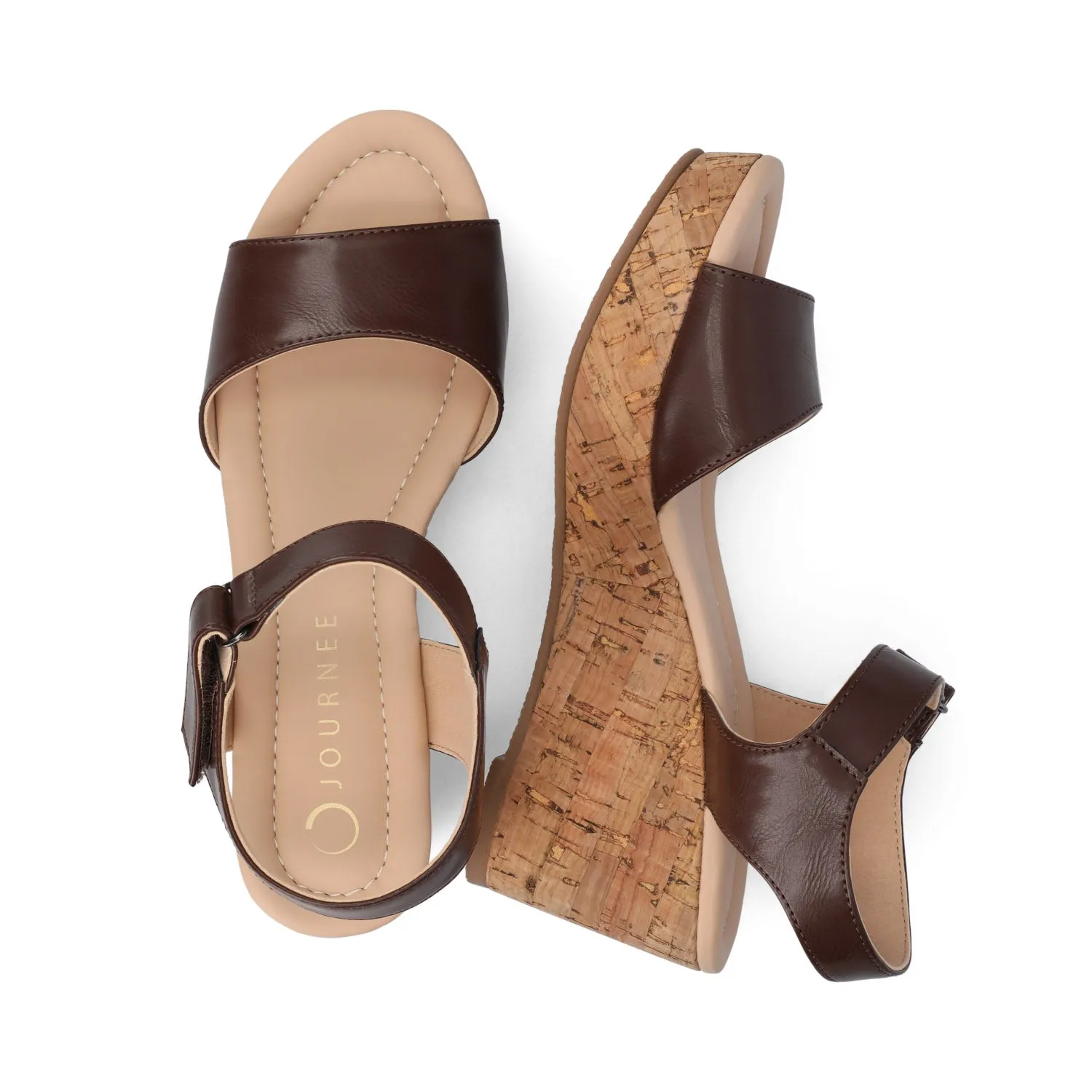 RANAE WEDGE HEELED SANDALS - Brown PU sold by Journee Collection product image thumbnail 3