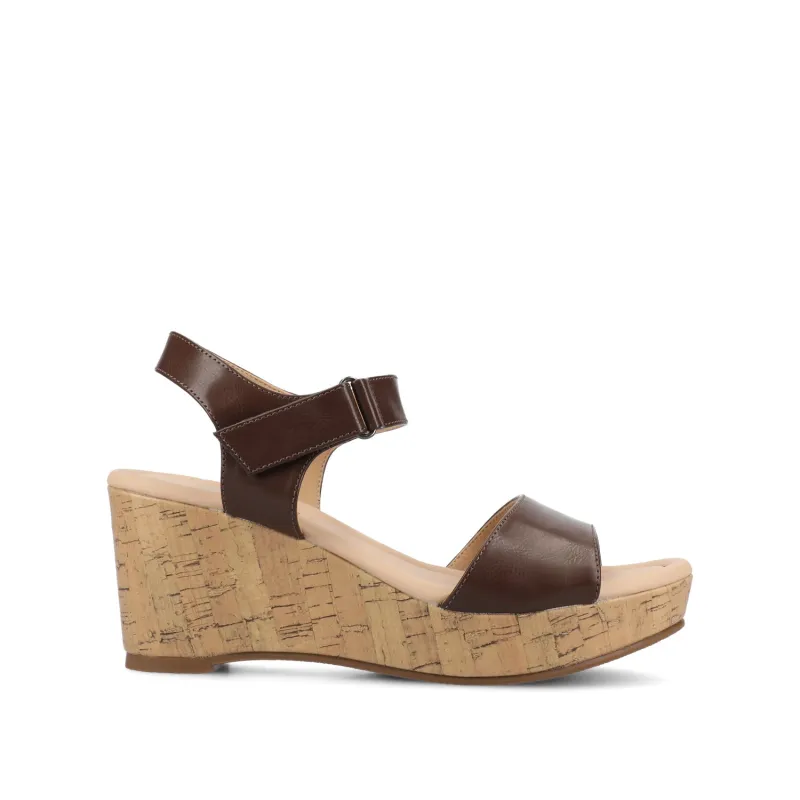 RANAE WEDGE HEELED SANDALS - Brown PU sold by Journee Collection