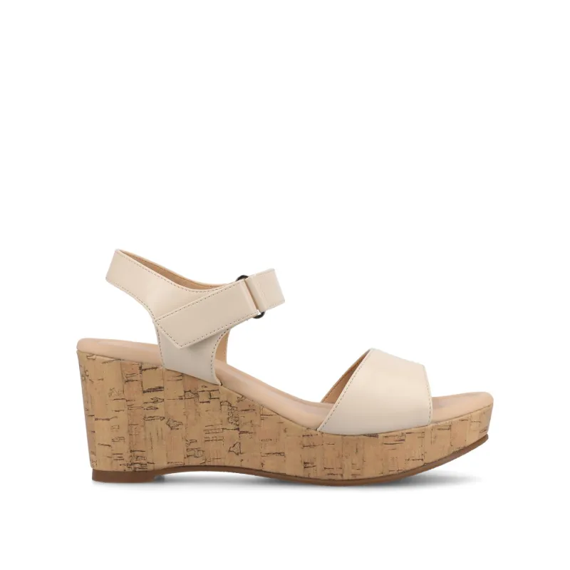 RANAE WEDGE HEELED SANDALS - Bone PU sold by Journee Collection