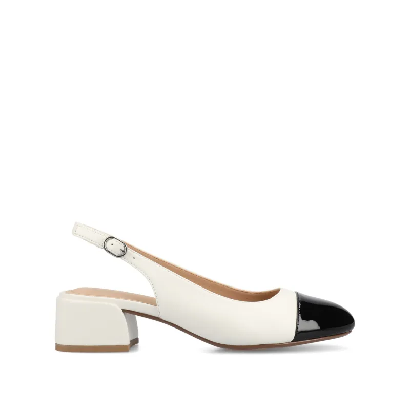 SAMMIE BLOCK HEELS IN VEGAN LEATHER - White PU sold by Journee Collection