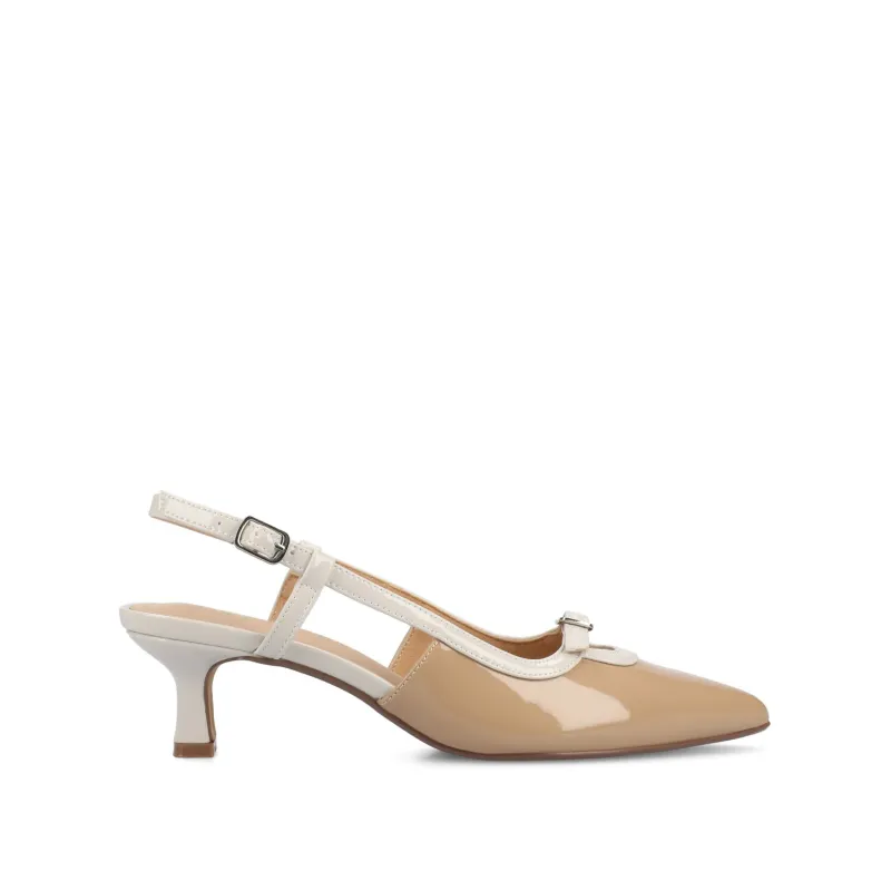 PADMA KITTEN HEELS IN VEGAN LEATHER - Nude Patent made by Journee Collection