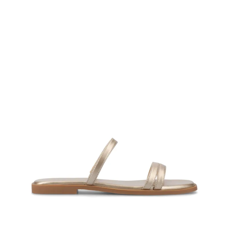 BRISA SLIDE SANDALS IN VEGAN LEATHER - Gold PU sold by Journee Collection