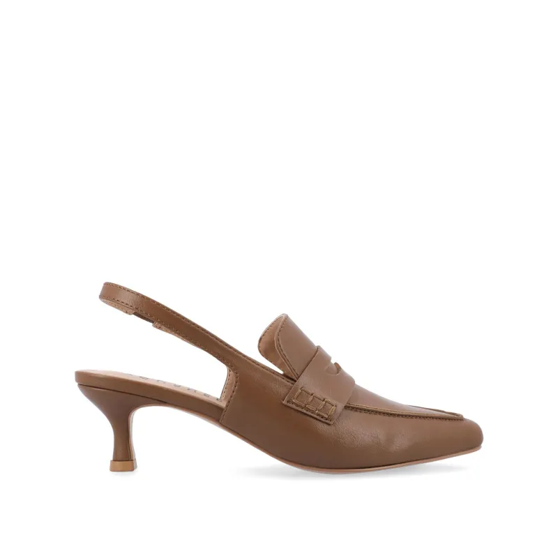 AMORY KITTEN HEEL LOAFERS IN VEGAN LEATHER IN WIDE - Brown sold by Journee Collection