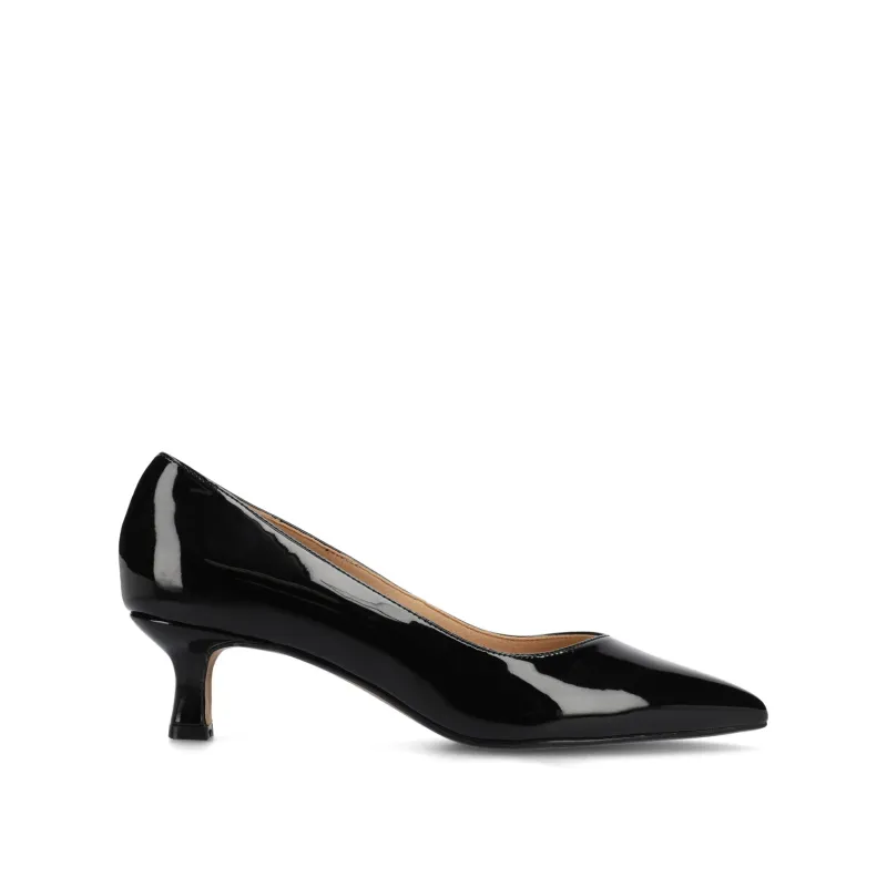 PAMMIE PATENT KITTEN HEELS IN WIDE - Black Patent sold by Journee Collection