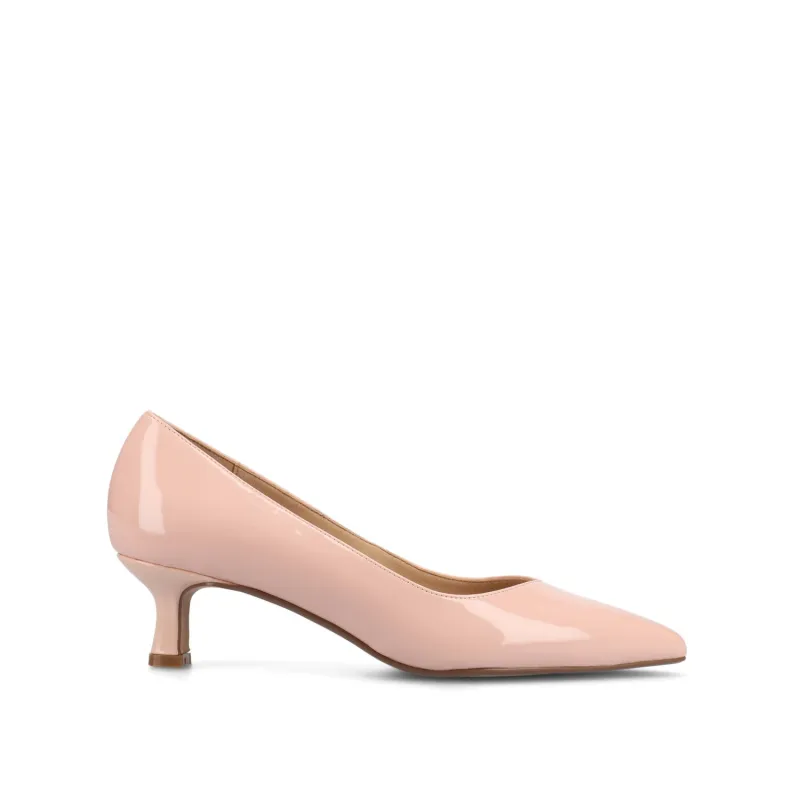 PAMMIE PATENT KITTEN HEELS IN WIDE - Pink Patent sold by Journee Collection