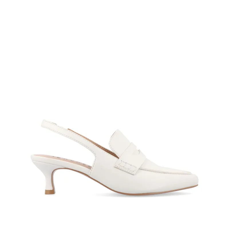 AMORY KITTEN HEEL LOAFERS IN VEGAN LEATHER IN WIDE - White sold by Journee Collection
