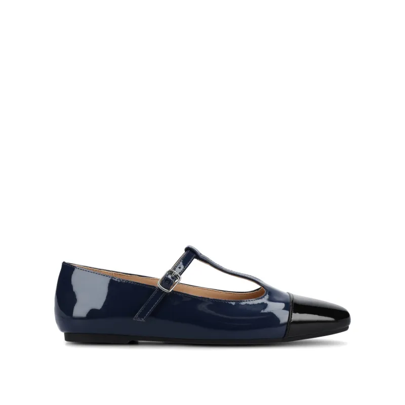 THEAH MARY JANE FLATS IN WIDE - Patent Navy sold by Journee Collection