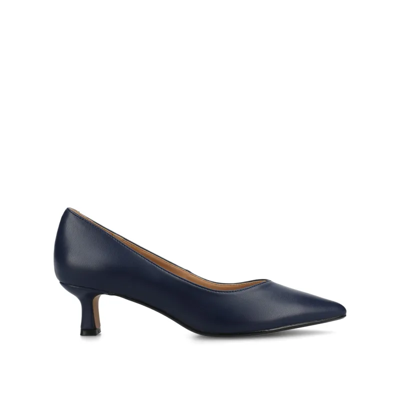 PAMMIE KITTEN HEELS IN VEGAN LEATHER - Navy PU sold by Journee Collection
