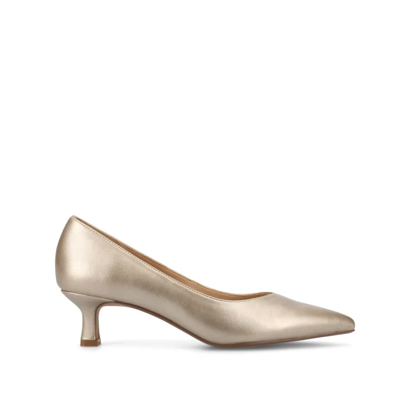 PAMMIE KITTEN HEELS IN VEGAN LEATHER - Champagne PU sold by Journee Collection
