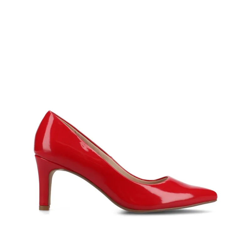 SCYLEE STILETTO PUMP HEELS IN PATENT - Red Patent sold by Journee Collection