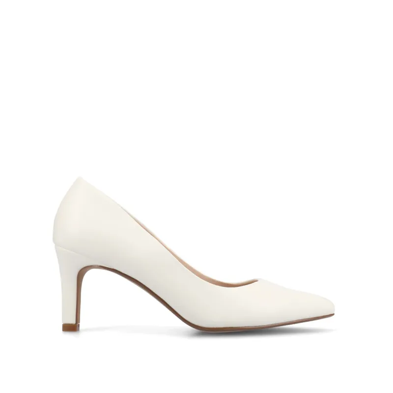 SCYLEE STILETTO PUMP HEELS IN VEGAN LEATHER - White PU sold by Journee Collection