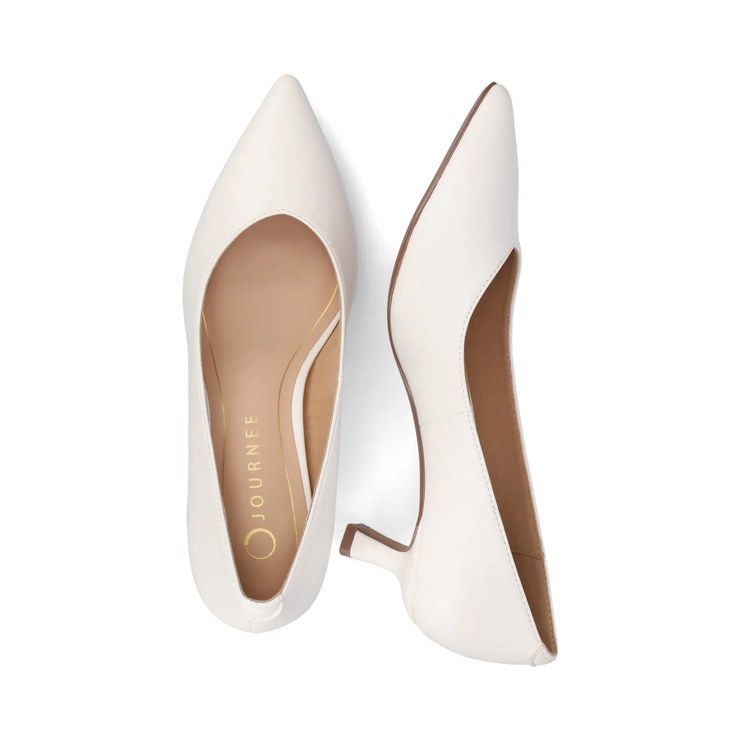 PAMMIE KITTEN HEELS IN VEGAN LEATHER - White PU sold by Journee Collection product image thumbnail 3