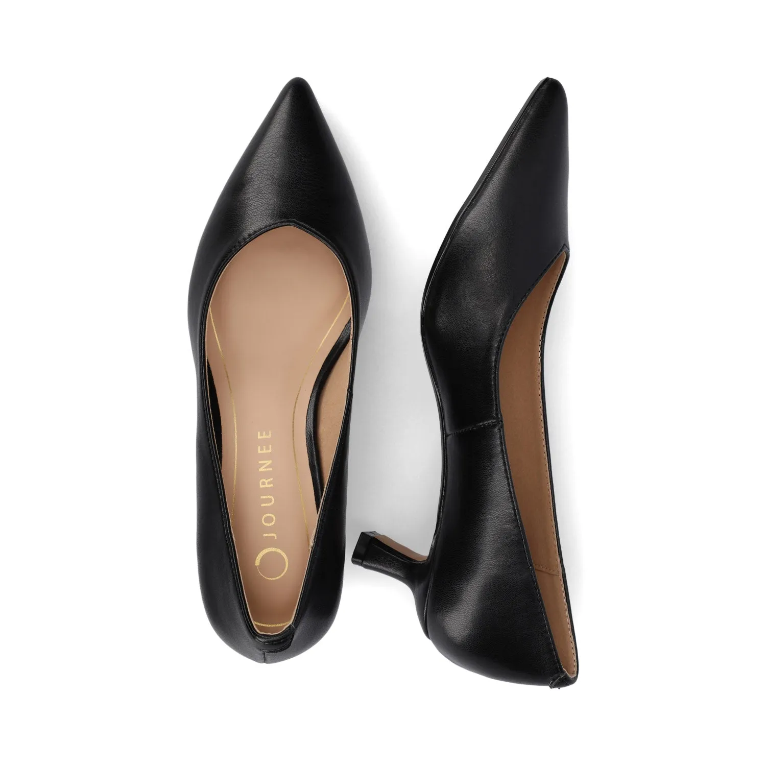 PAMMIE VEGAN LEATHER KITTEN HEELS IN WIDE - Black PU sold by Journee Collection product image thumbnail 3