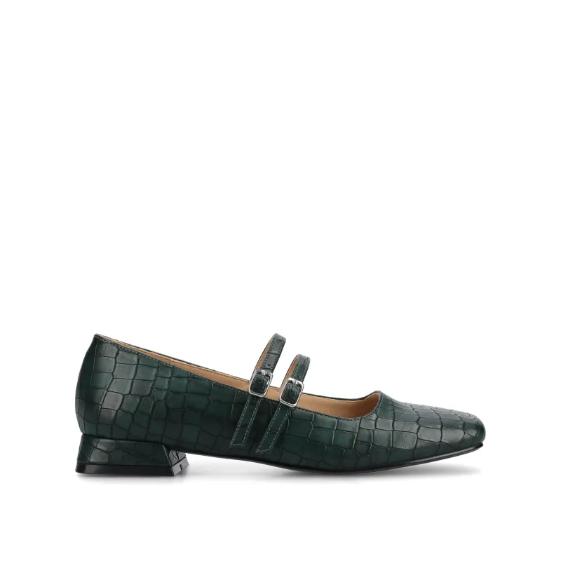 GREDAH MARY JANE DRESS FLATS IN WIDE - Green Croco sold by Journee Collection