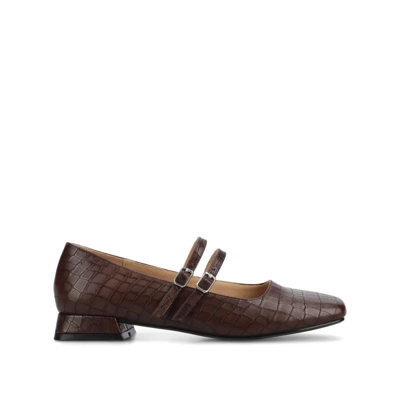 GREDAH MARY JANE DRESS FLATS IN WIDE - Brown Croco sold by Journee Collection