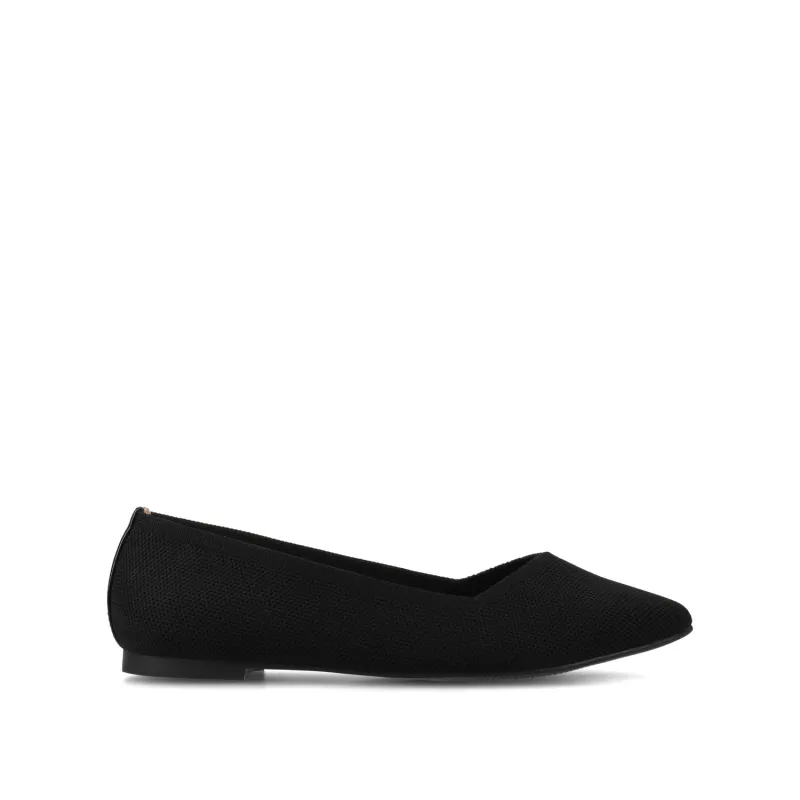 MINNAH BALLET FLATS IN KNIT FABRIC - Black Knit sold by Journee Collection