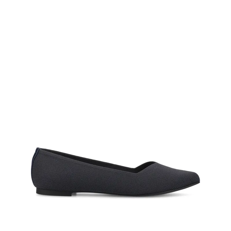 MINNAH BALLET FLATS IN KNIT FABRIC - Navy Knit sold by Journee Collection