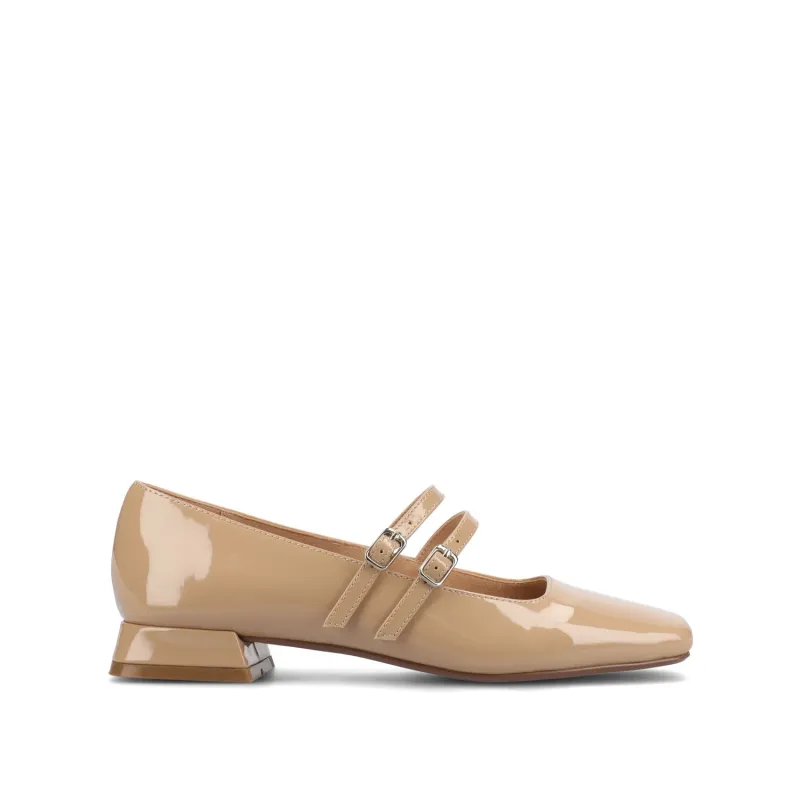 GREDAH MARY JANE FLATS IN VEGAN LEATHER - Nude Patent sold by Journee Collection