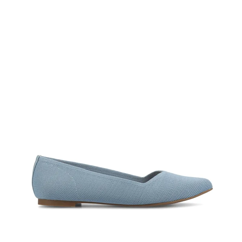 MINNAH BALLET FLATS IN KNIT FABRIC - Blue Knit sold by Journee Collection