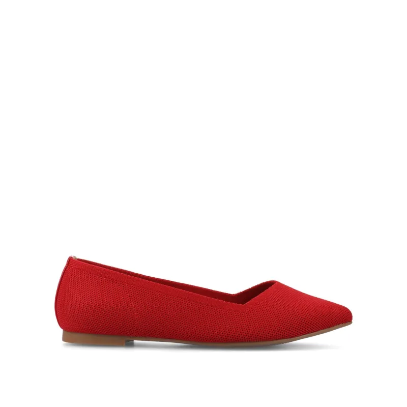 MINNAH BALLET FLATS IN KNIT FABRIC - Red Knit sold by Journee Collection