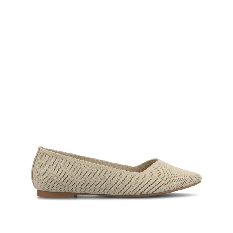 MINNAH BALLET FLATS IN KNIT FABRIC - Taupe Knit sold by Journee Collection