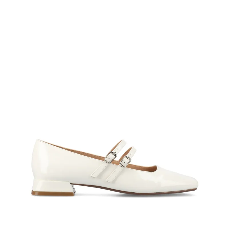 GREDAH MARY JANE DRESS FLATS IN WIDE - White Patent sold by Journee Collection