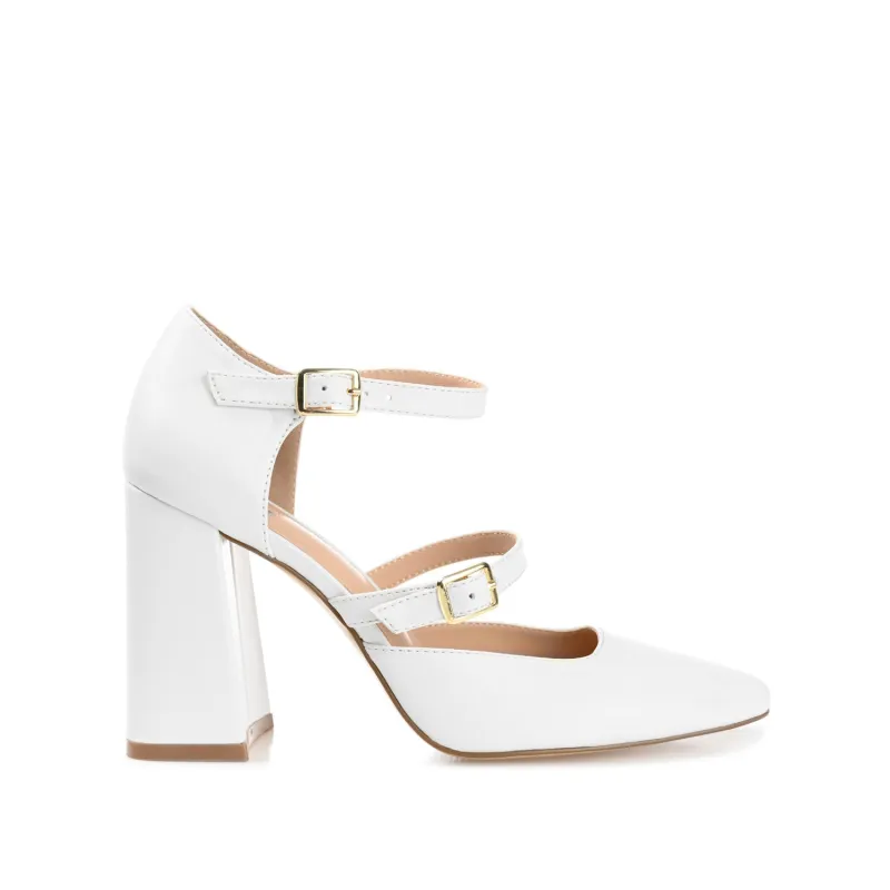 ISADORAH VEGAN LEATHER HEELS IN WIDE - White sold by Journee Collection