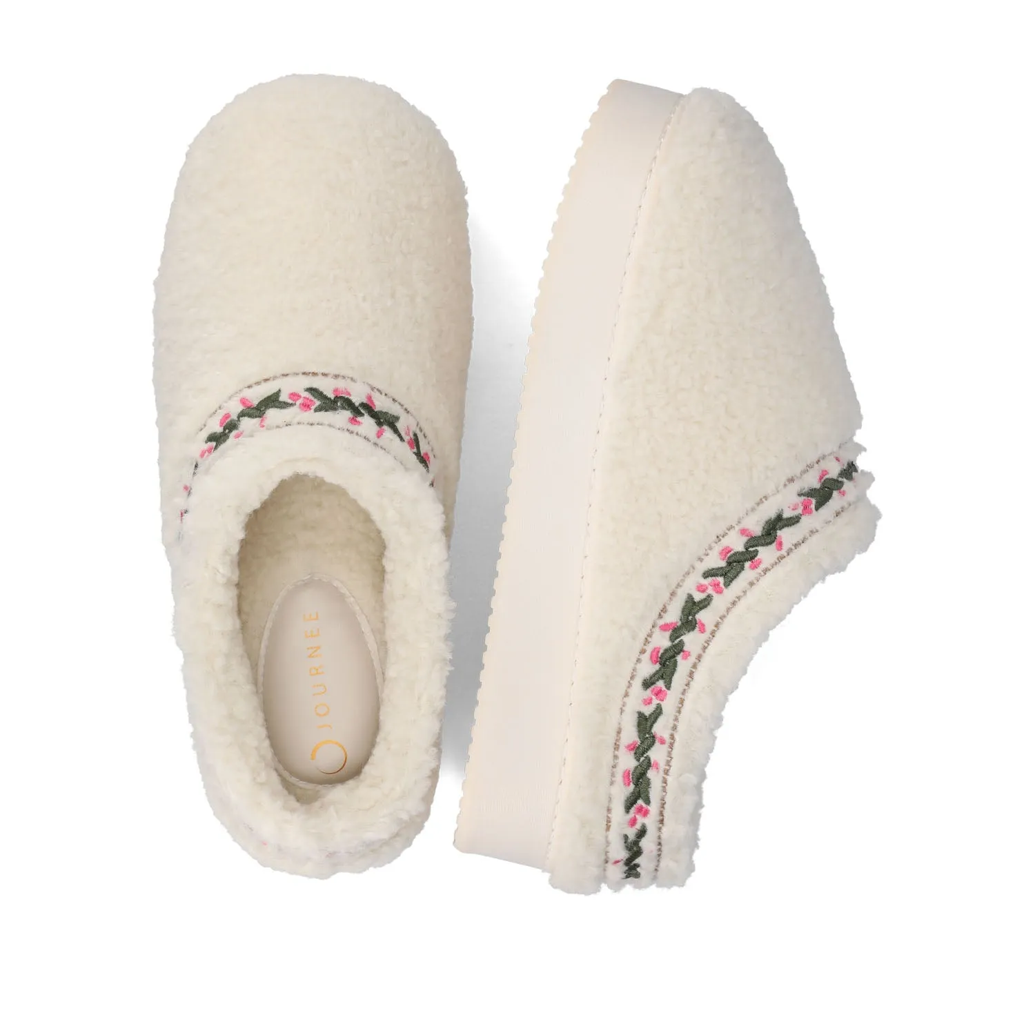 PALLMER SLIPPERS IN FAUX SHEARLING - Cream Fleece sold by Journee Collection product image thumbnail 4