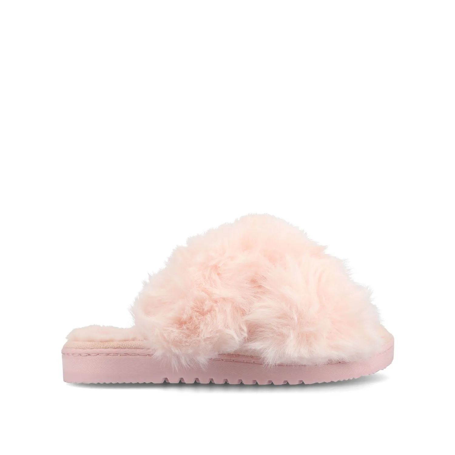 SKYLAH SLIPPERS IN FAUX FUR - Pink Faux Fur sold by Journee Collection
