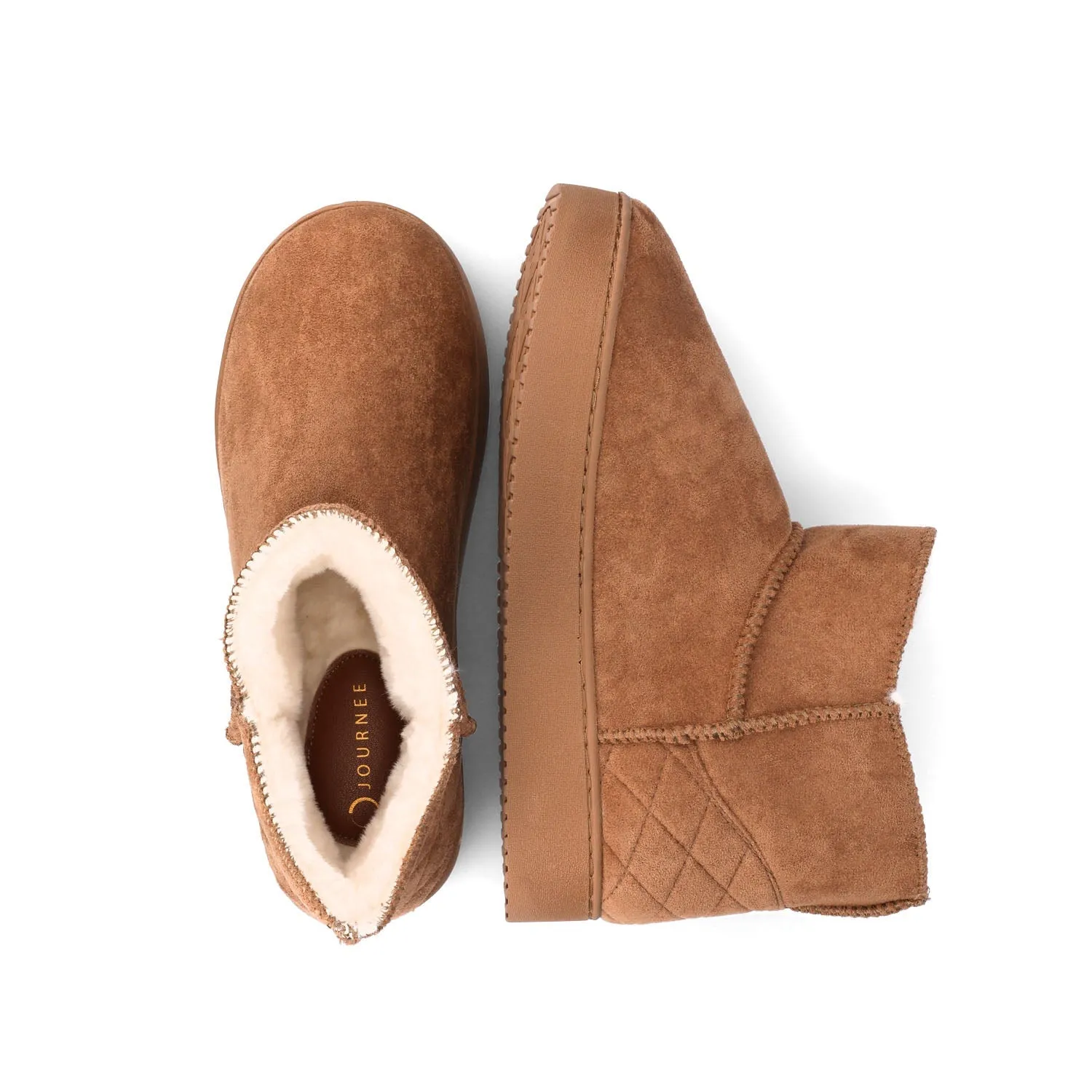 NOA SLIPPER BOOTIES IN FAUX SUEDE - Tan Faux Suede sold by Journee Collection product image thumbnail 4